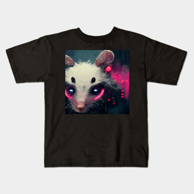 Cyberpunk Opposum Kids T-Shirt by yayor